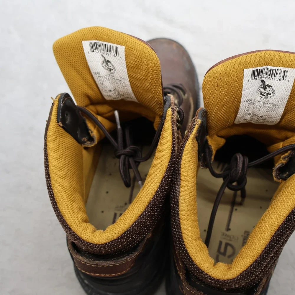 Georgia Mens 10.5M Work Boot Brown Zero Drag Waterproof Leather Steel Toe G086